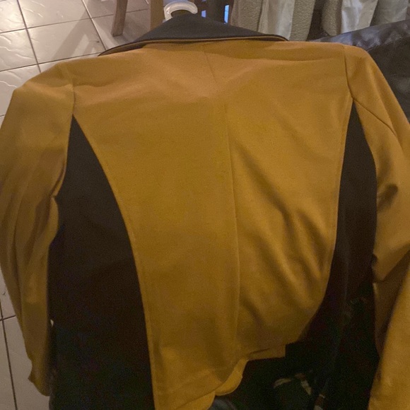 Yellow/black Pea Coat. Button down black buttons perfect for spring time! - Picture 2 of 5